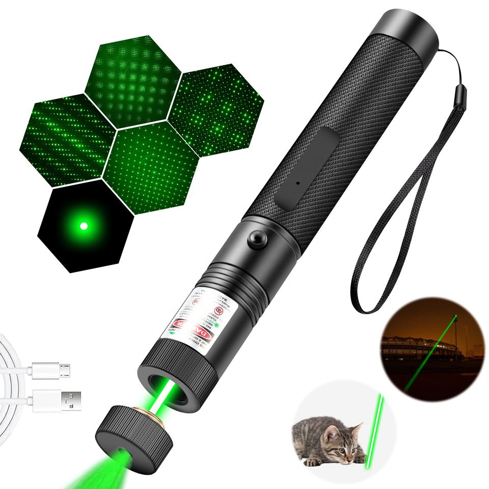 USB Rechargeable 303 Star Laser Pointer - Green/Red/Purple