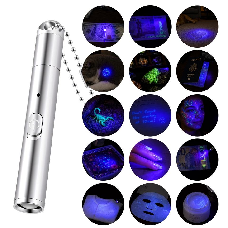 USB Rechargeable UV Blacklight Flashlight 365/395nm - Image 2