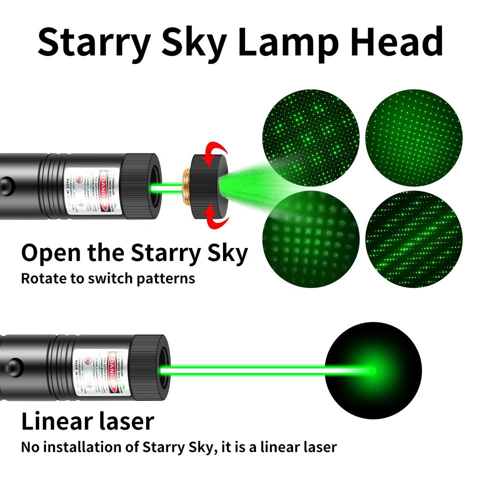 USB Rechargeable 303 Star Laser Pointer - Green/Red/Purple - Image 2