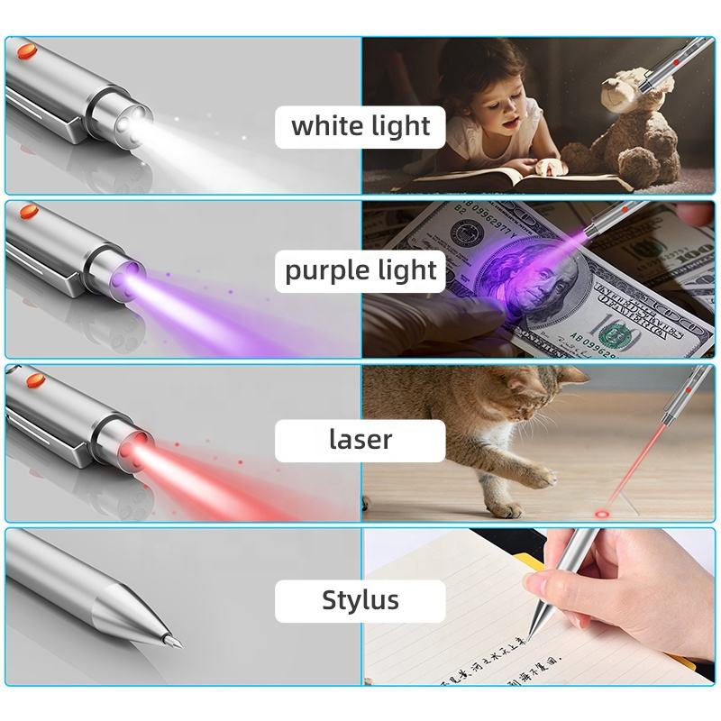 4-in-1 Rechargeable LED Pen Light with Laser & UV - Image 2