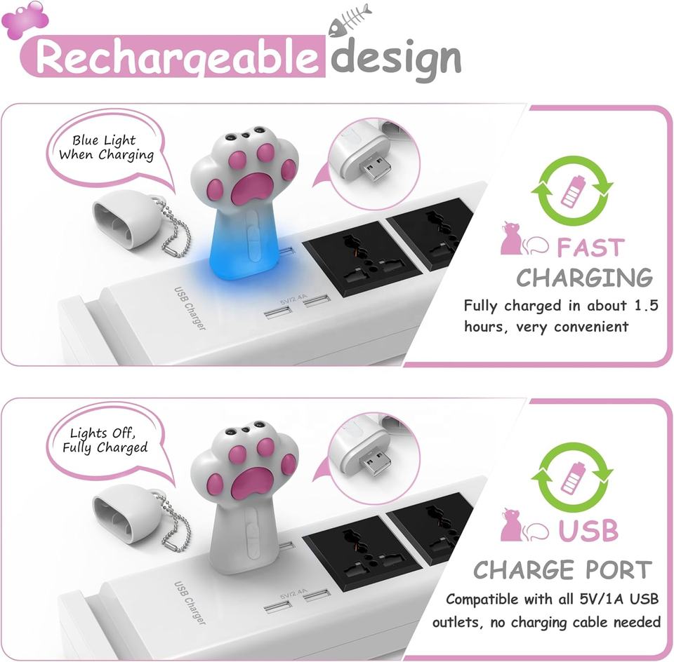 7-in-1 USB Rechargeable Cat Paw Laser Toy - Image 3