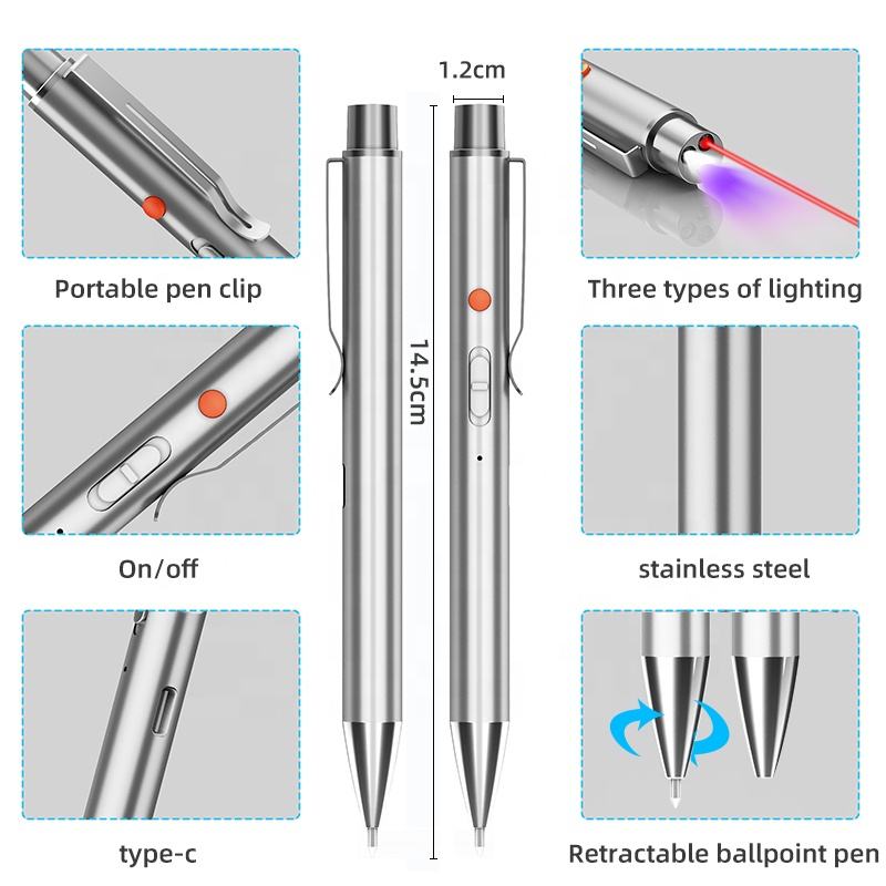 4-in-1 Rechargeable LED Pen Light with Laser & UV - Image 4
