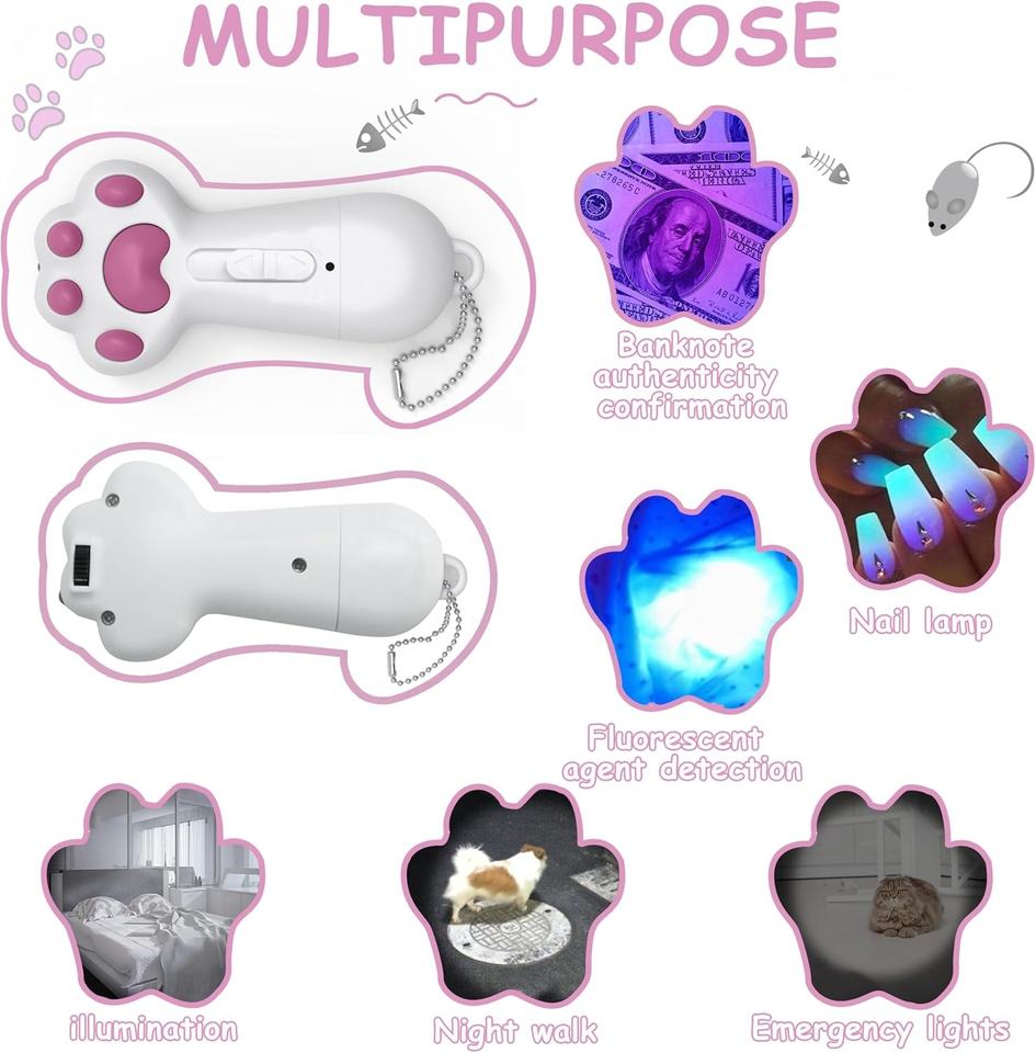 7-in-1 USB Rechargeable Cat Paw Laser Toy - Image 4