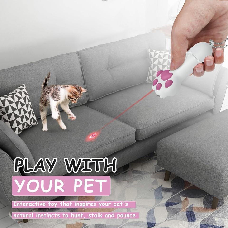 7-in-1 USB Rechargeable Cat Paw Laser Toy - Image 6
