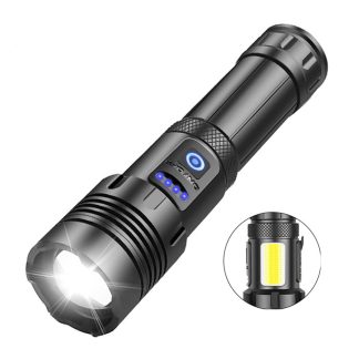 USB Rechargeable LED Light Manufactures Outdoor Brightest Flashlight P90 Ultra Bright COB Side Light Flashlight