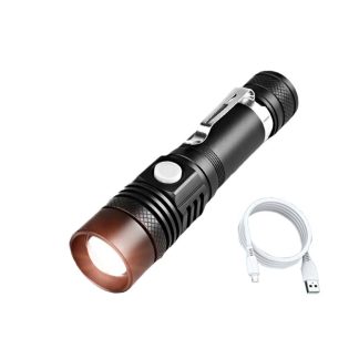 1000 Lumens Torch Light Flashlight T6 Long-Range Shooting Powerful LED Waterproof Flashlight Outdoor USB Rechargeable Alloy